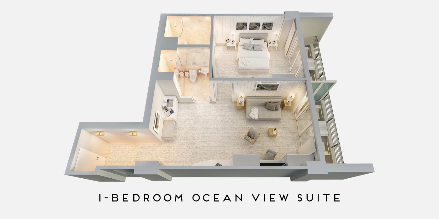 1 bedroom ocean view suite floorplan