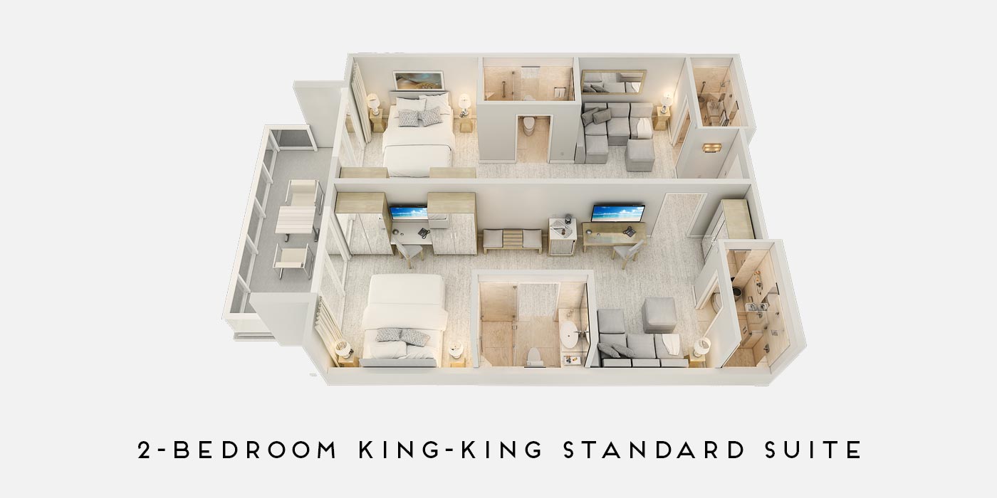 2-bedroom King-King Standard Suite floorplan