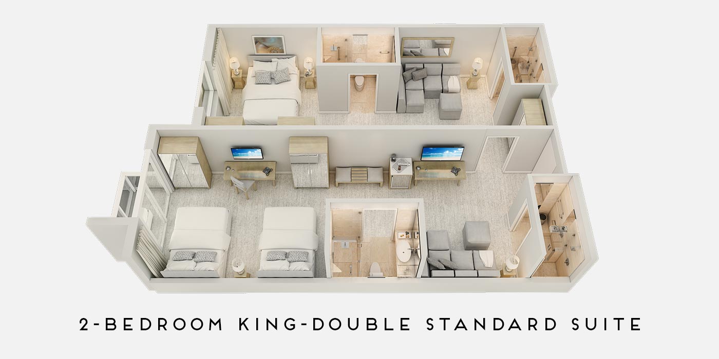 2-Bedroom King-Double Standard Suite floorplan